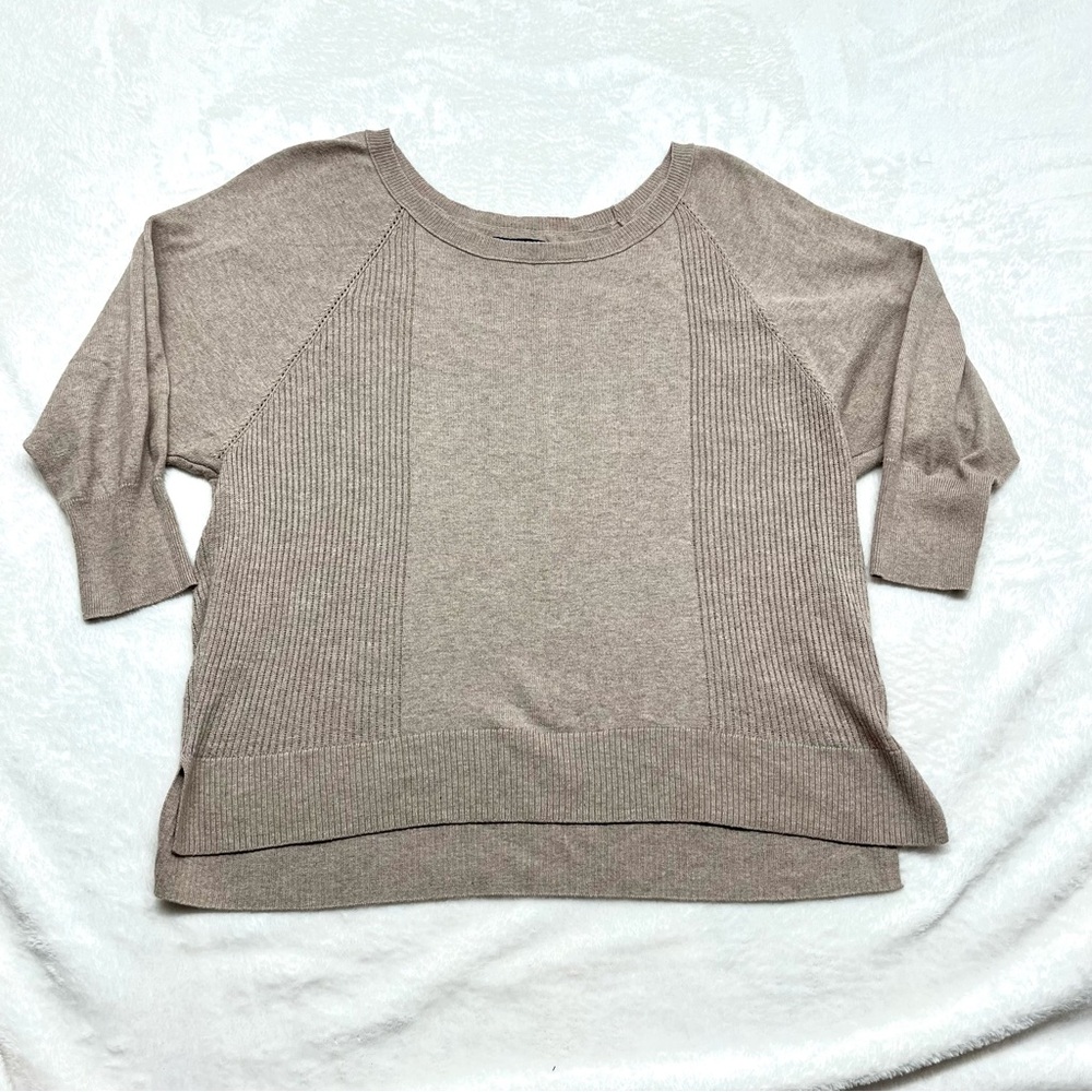 American Eagle Outfitters 3/4 Sleeve Women's Beige Lightweight Sweater Sz Med